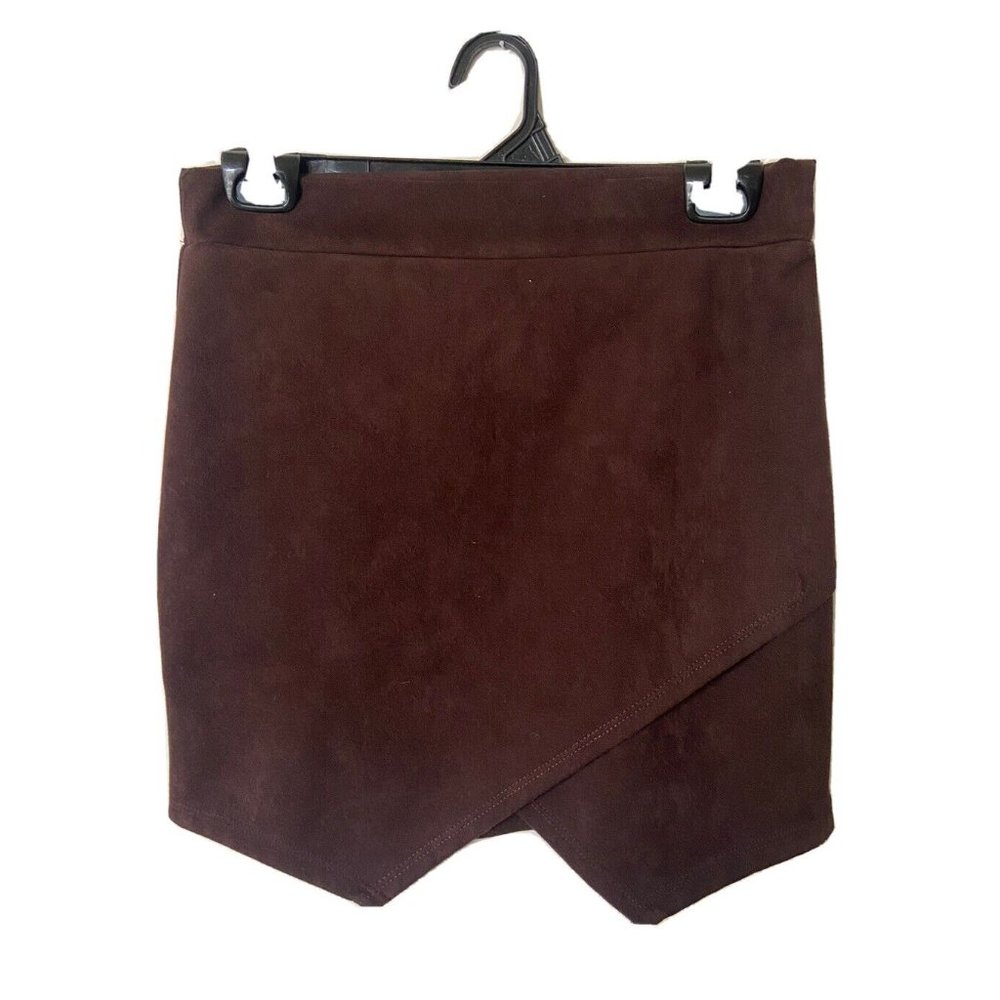 NEWBURY KUSTOM Sz S Brown Faux Suede Stretch Mini Skirt USA Made